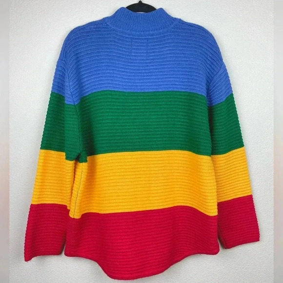 UNIF Women's Small Crayola Sweater Stripe Primary Color Block Mock Neck Emma Cha - Picture 14 of 16